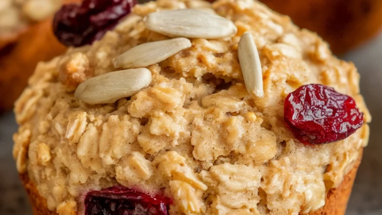 Baked Oatmeal Muffins with Cranberries - Featured