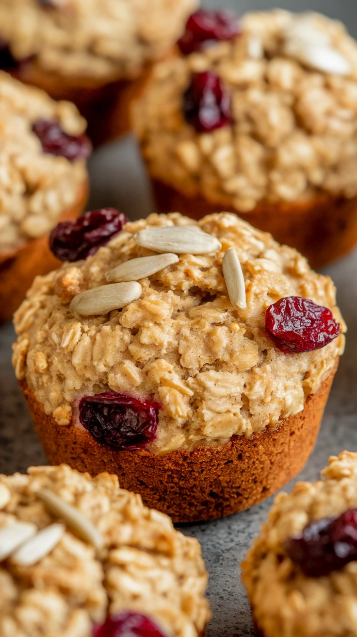 Baked Oatmeal Muffins with Cranberries