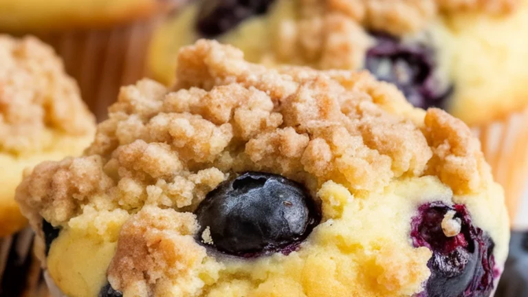 Bakery-Style Lemon Blueberry Muffins with Crunchy Cinnamon Streusel - Featured