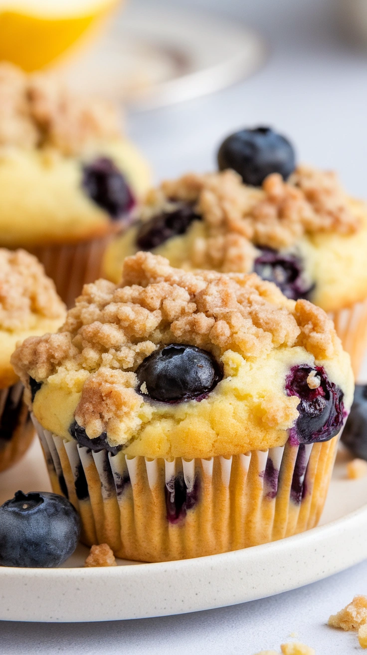 Bakery-Style Lemon Blueberry Muffins with Crunchy Cinnamon Streusel