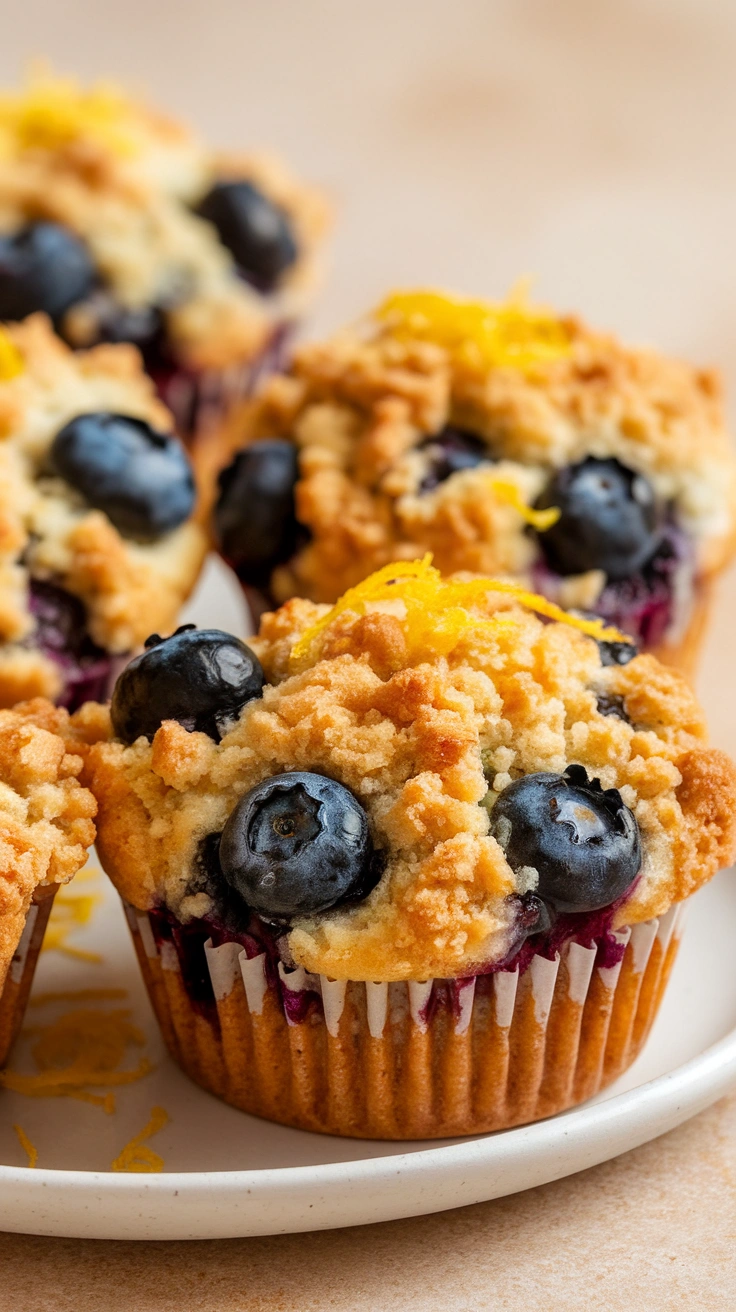 Bakery-Style Lemon Blueberry Muffins with Crunchy Cinnamon Streusel