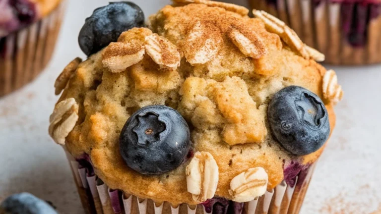 Banana Blueberry Oatmeal Muffins - Featured