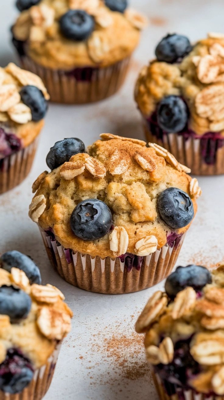 Banana Blueberry Oatmeal Muffins