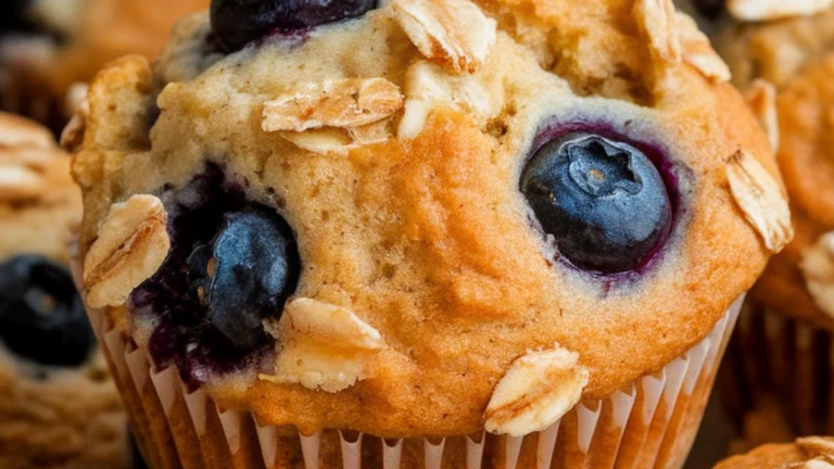 Banana Blueberry Oatmeal Muffins - Featured