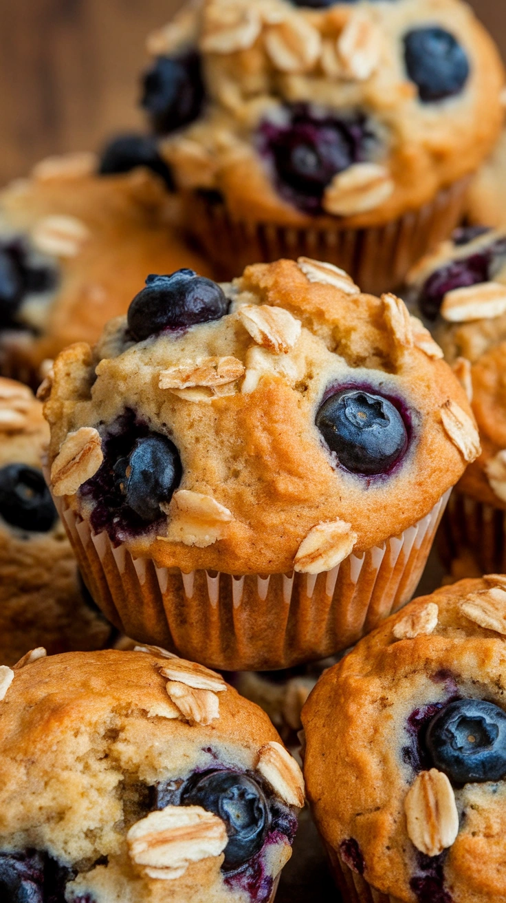 Banana Blueberry Oatmeal Muffins