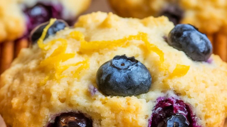 Blueberry Lemon Cornmeal Muffins - Featured