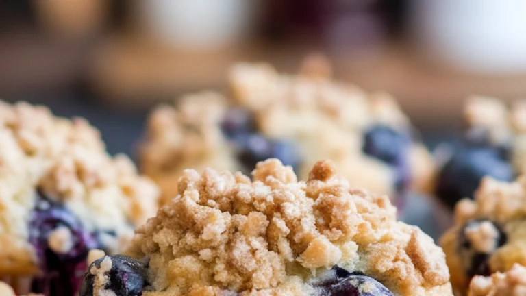 Blueberry Muffins with Streusel Topping - Featured