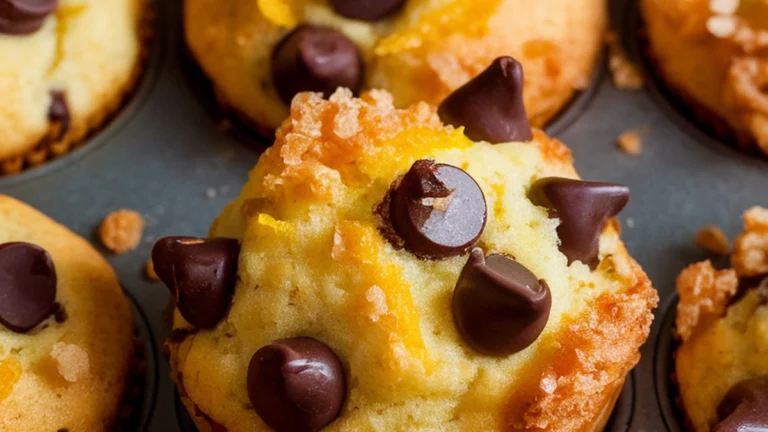Chocolate Chip Mini Muffins Recipe with Orange Zest - Featured