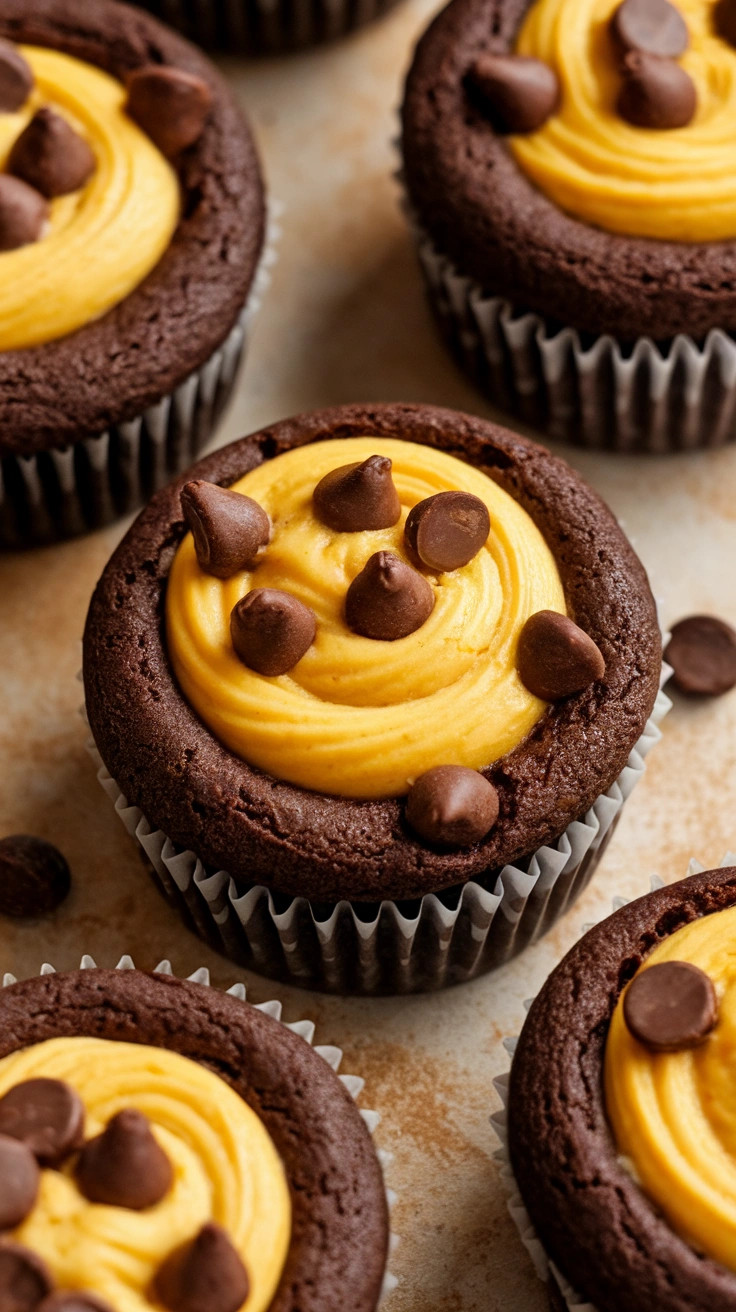 Chocolate Pumpkin Cheesecake Muffins