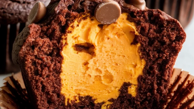 Chocolate Pumpkin Cheesecake Muffins - Featured