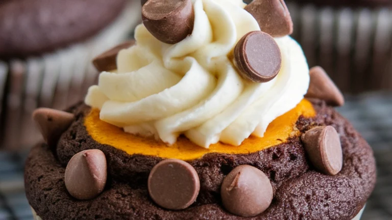 Chocolate Pumpkin Cheesecake Muffins - Featured