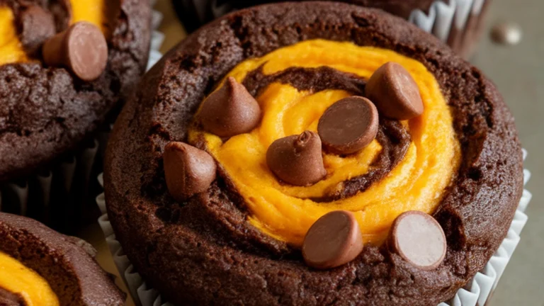 Chocolate Pumpkin Cheesecake Muffins - Featured