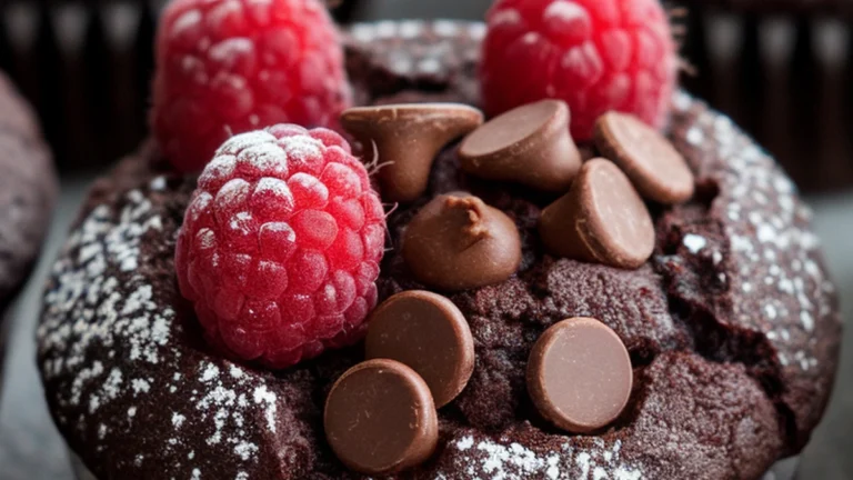 Chocolate Raspberry Breakfast Muffins - Featured