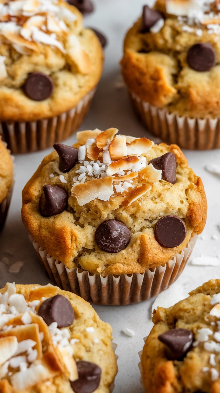 Coconut Chocolate Chip Banana Muffins