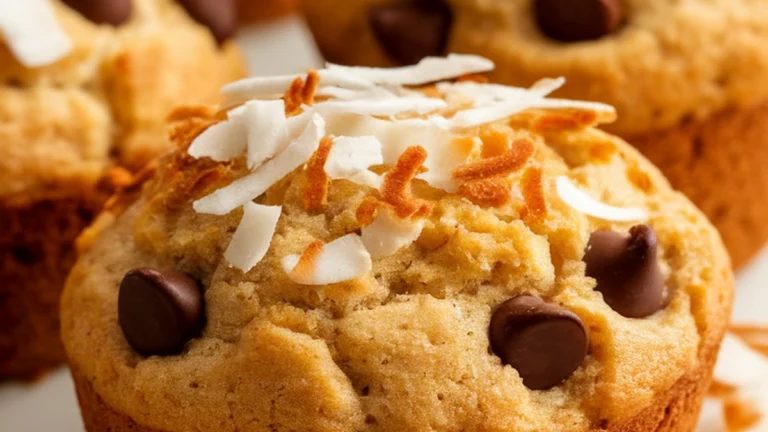 Coconut Chocolate Chip Banana Muffins - Featured