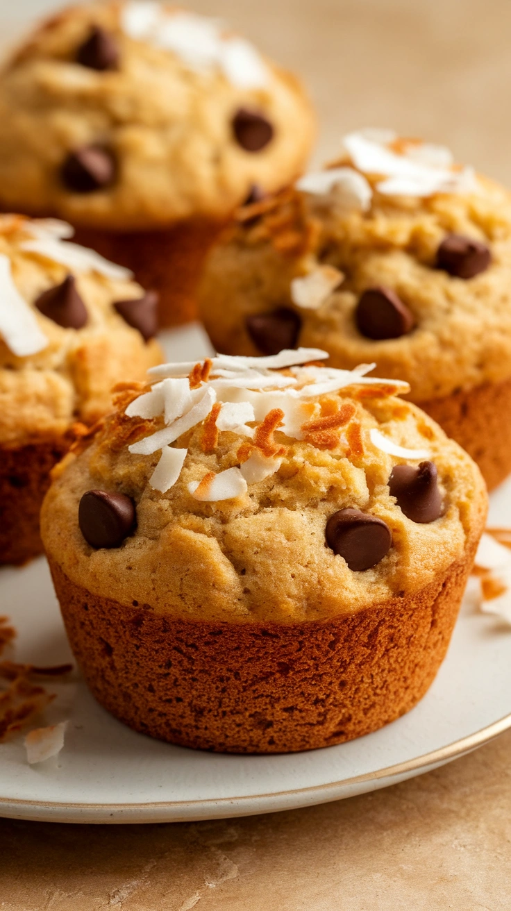 Coconut Chocolate Chip Banana Muffins