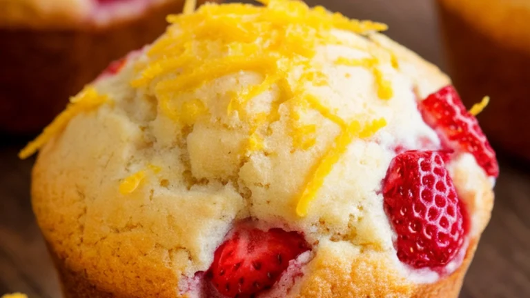Easy Strawberry Lemon Muffins - Featured