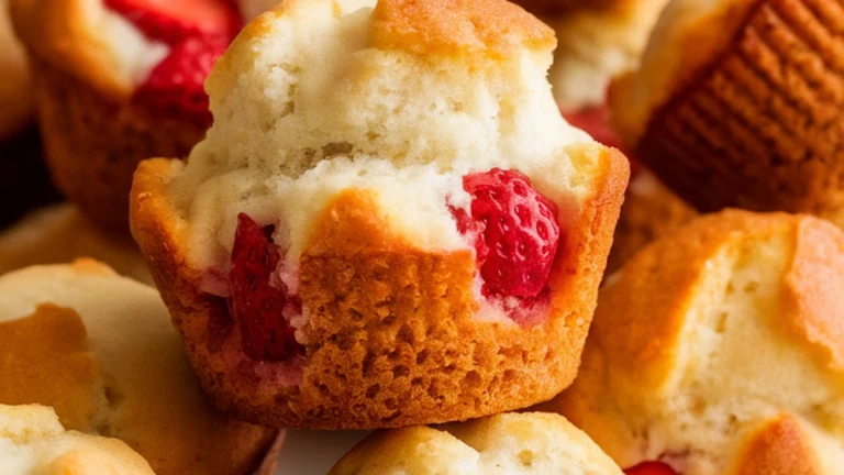 Fresh Strawberry Mini Muffins Recipe - Featured