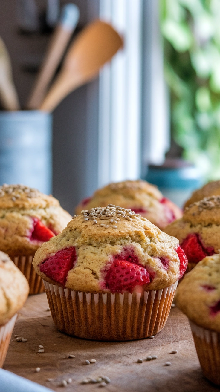 Lemon Strawberry Protein Muffins
