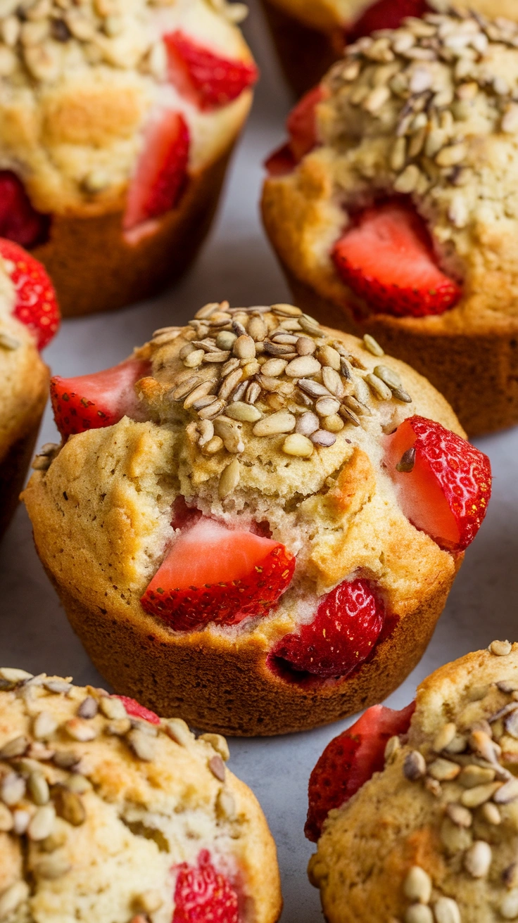 Lemon Strawberry Protein Muffins