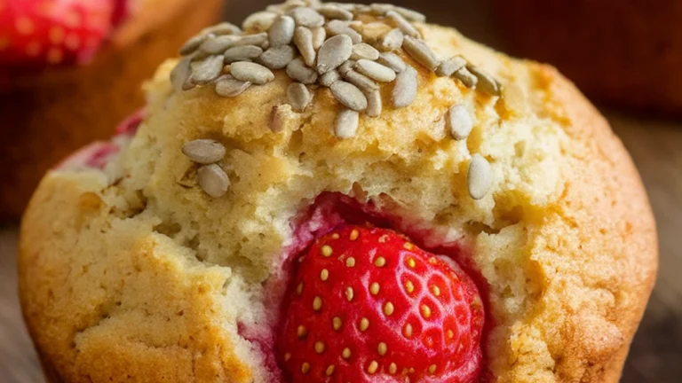 Lemon Strawberry Protein Muffins - Featured