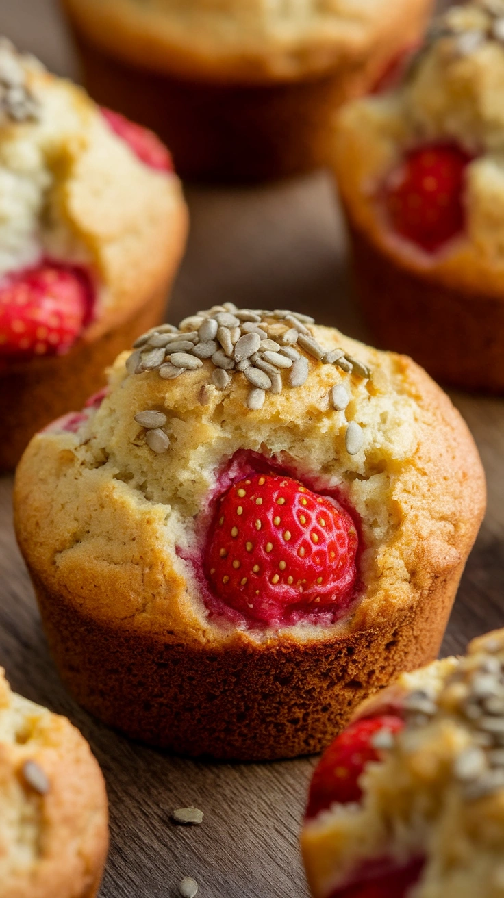 Lemon Strawberry Protein Muffins