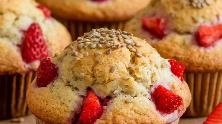 Lemon Strawberry Protein Muffins - Featured