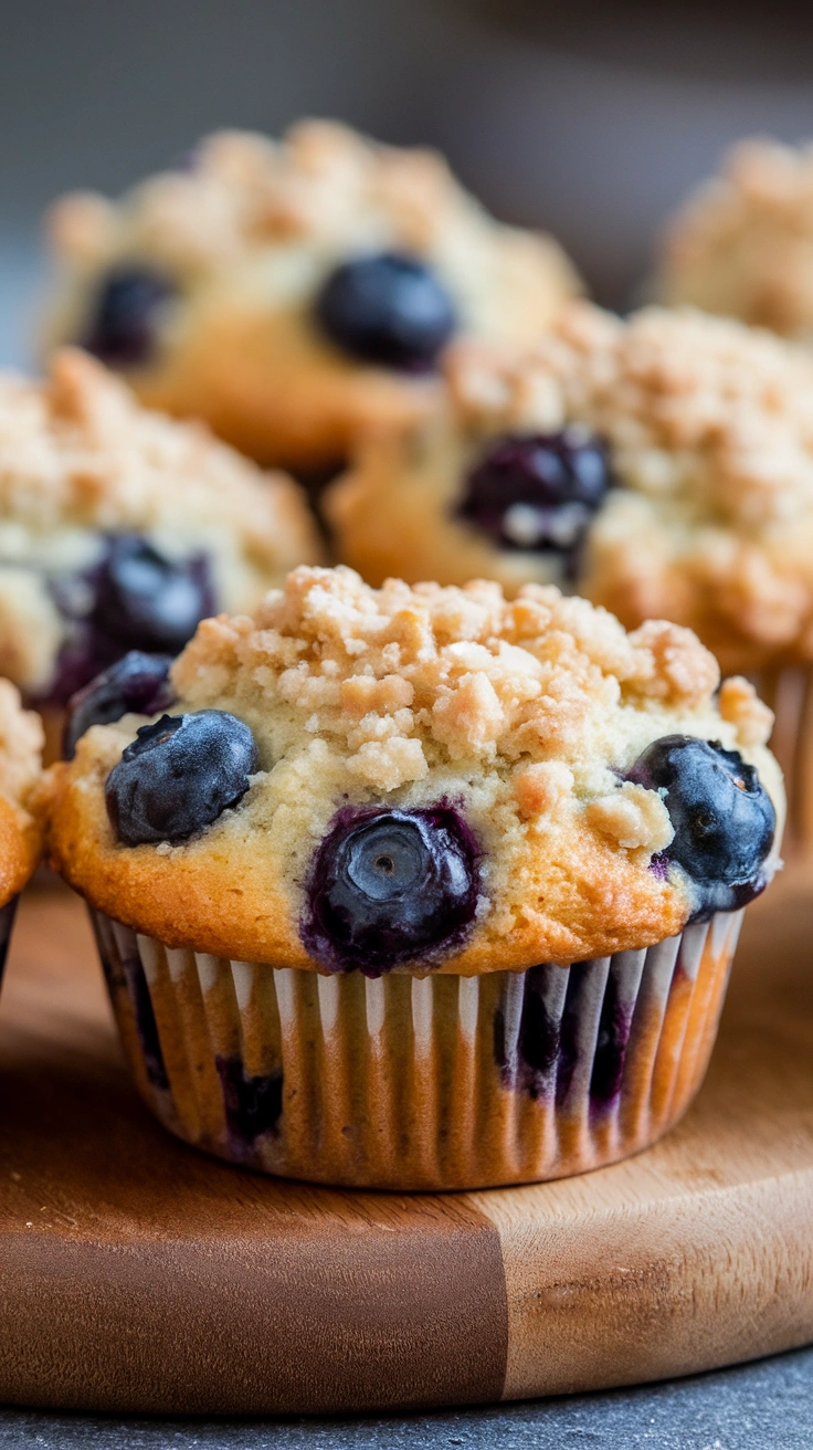 Low Carb Blueberry Muffins with Crumb Topping