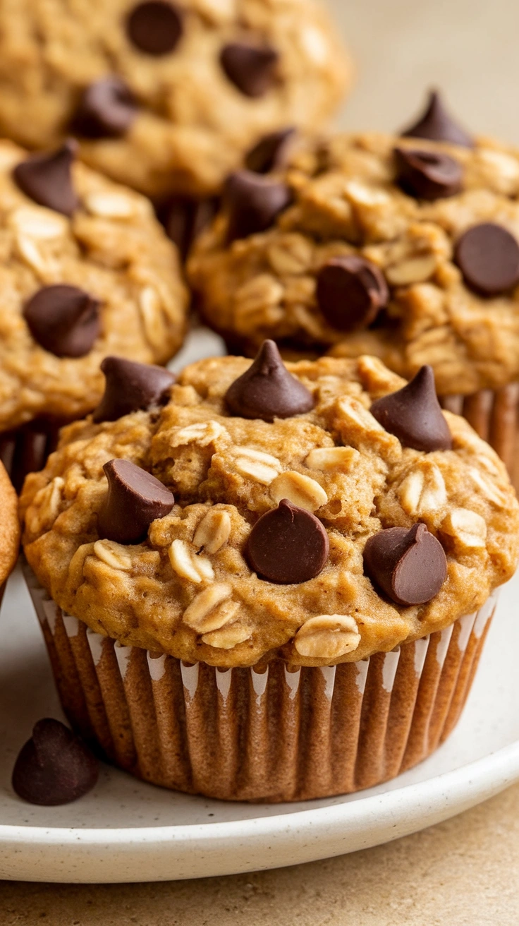 Oatmeal Banana Muffins with Chocolate Chips