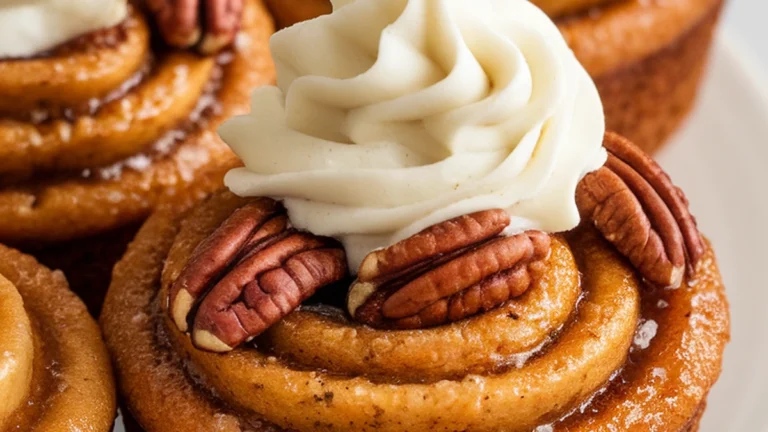 Pecan Cinnamon Roll Muffins with Cream Cheese Frosting - Featured