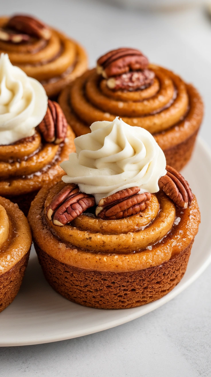 Pecan Cinnamon Roll Muffins with Cream Cheese Frosting