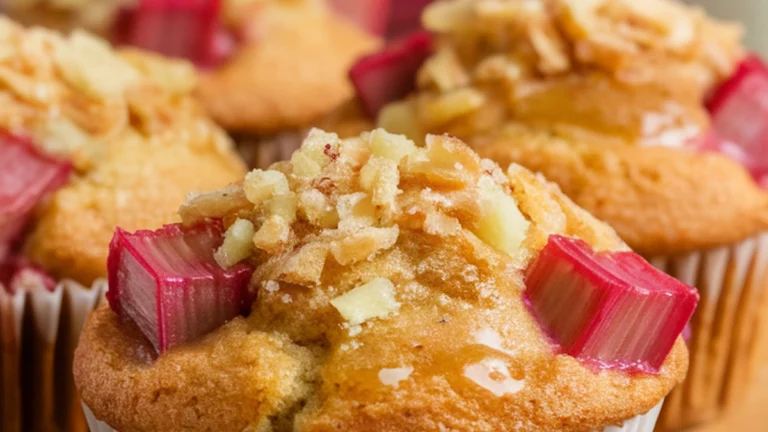 Rhubarb and Ginger Muffins - Featured