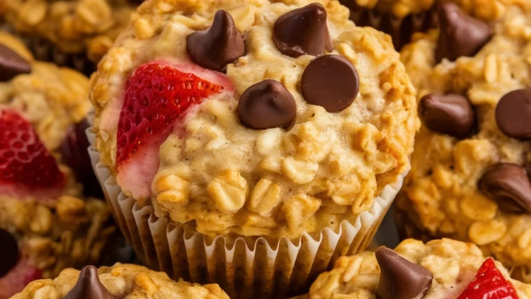 Strawberry Baked Oatmeal Muffins - Featured