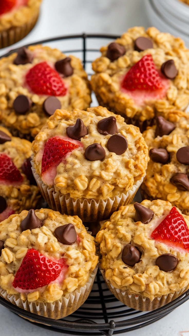 Strawberry Baked Oatmeal Muffins