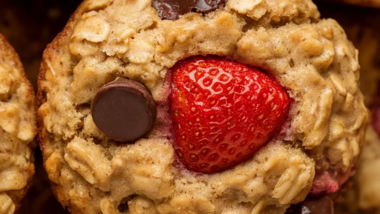 Strawberry Baked Oatmeal Muffins - Featured
