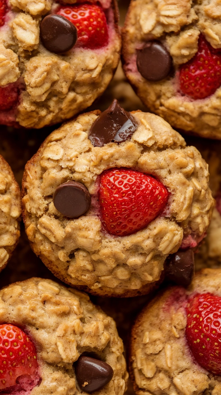 Strawberry Baked Oatmeal Muffins