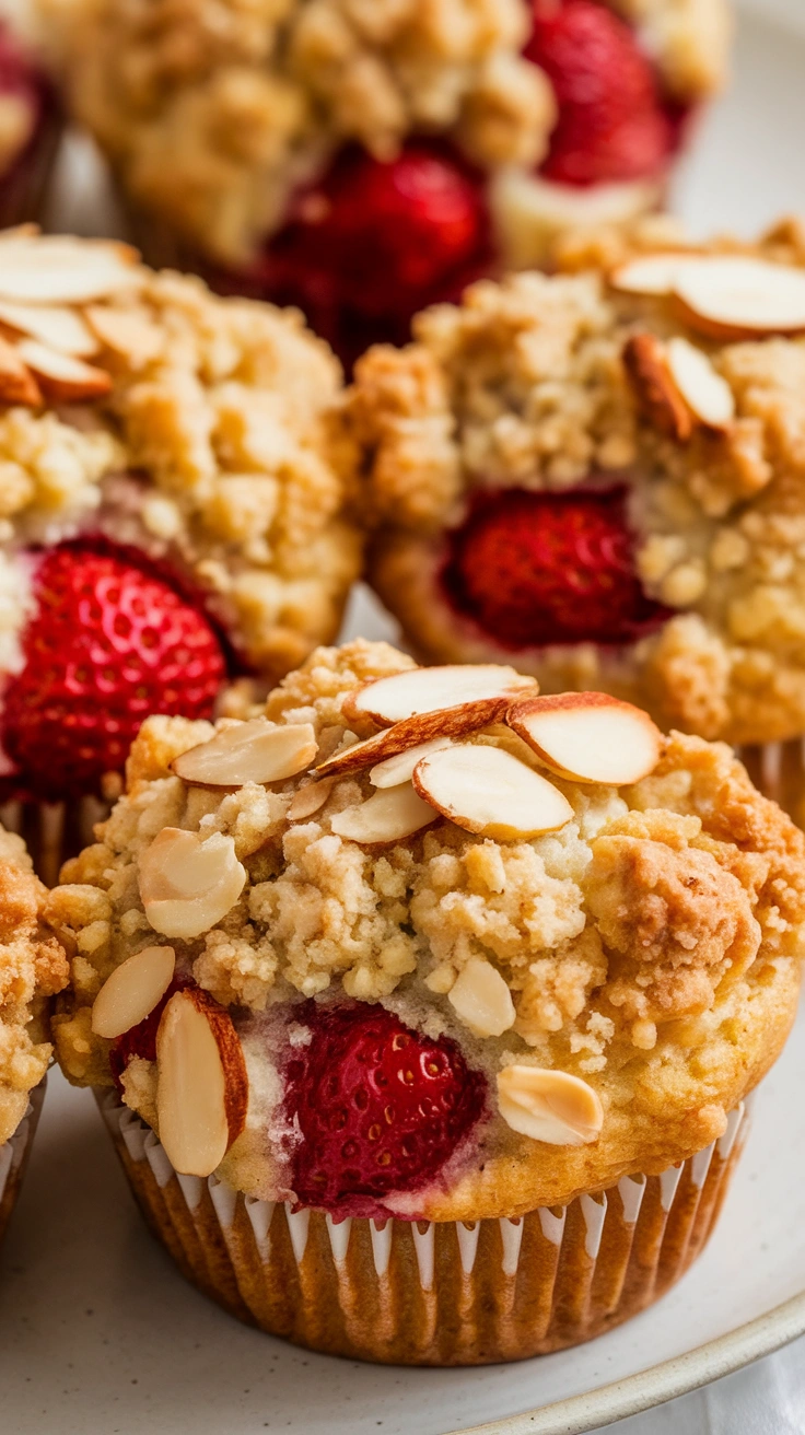 Strawberry Lemon Muffins with Crumb Topping