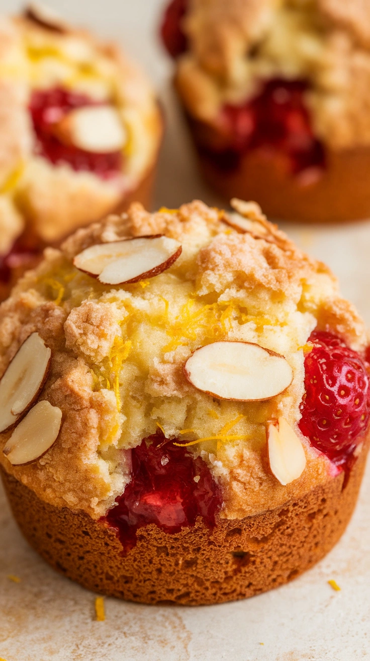 Strawberry Lemon Muffins with Crumb Topping