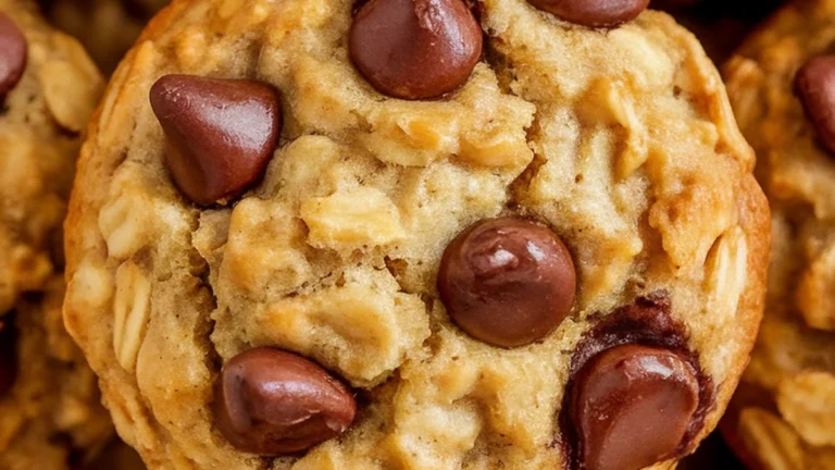 Vegan Banana Oatmeal Muffins with Chocolate Chips - Featured