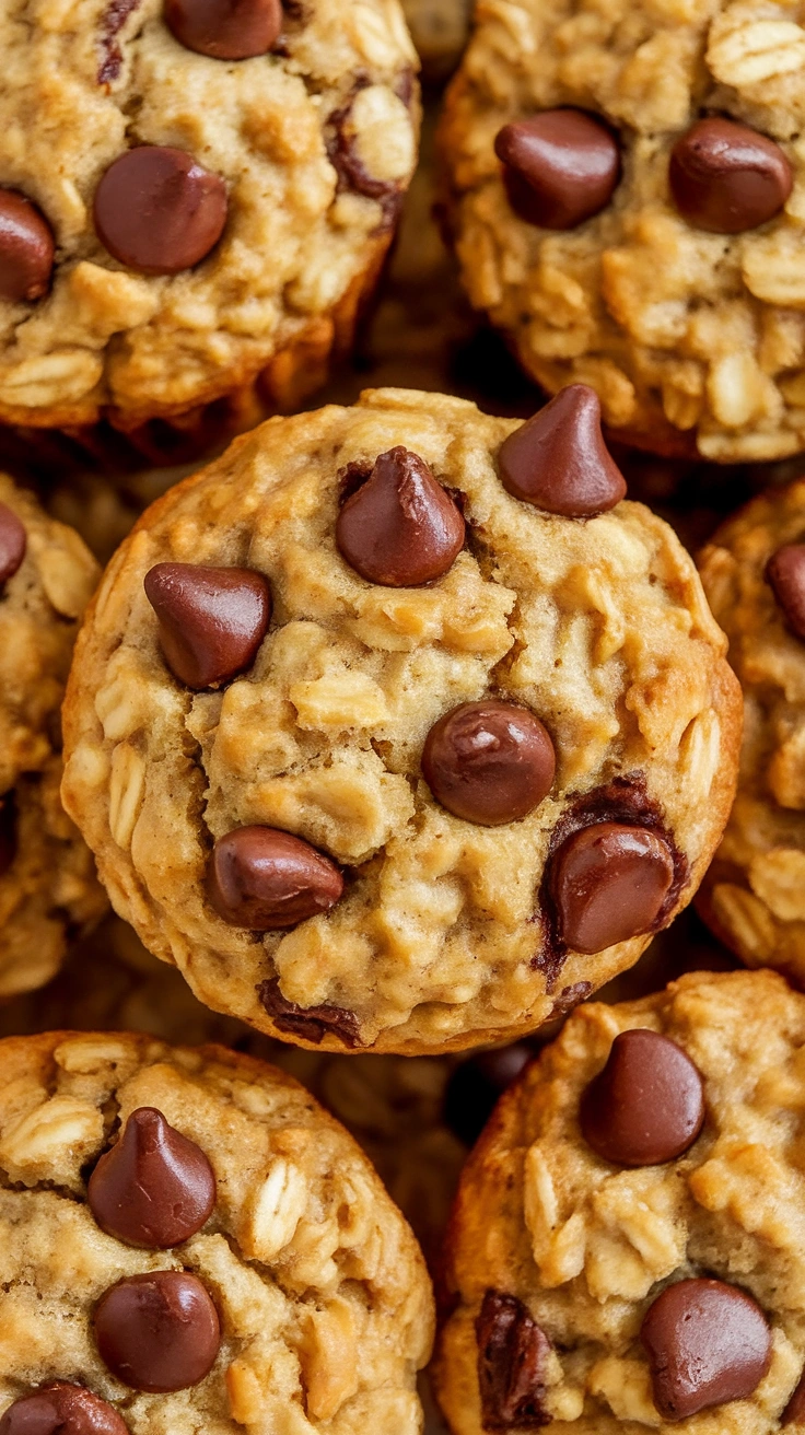 Vegan Banana Oatmeal Muffins with Chocolate Chips