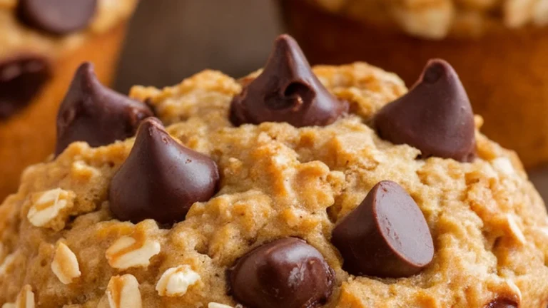 Vegan Banana Oatmeal Muffins with Chocolate Chips - Featured