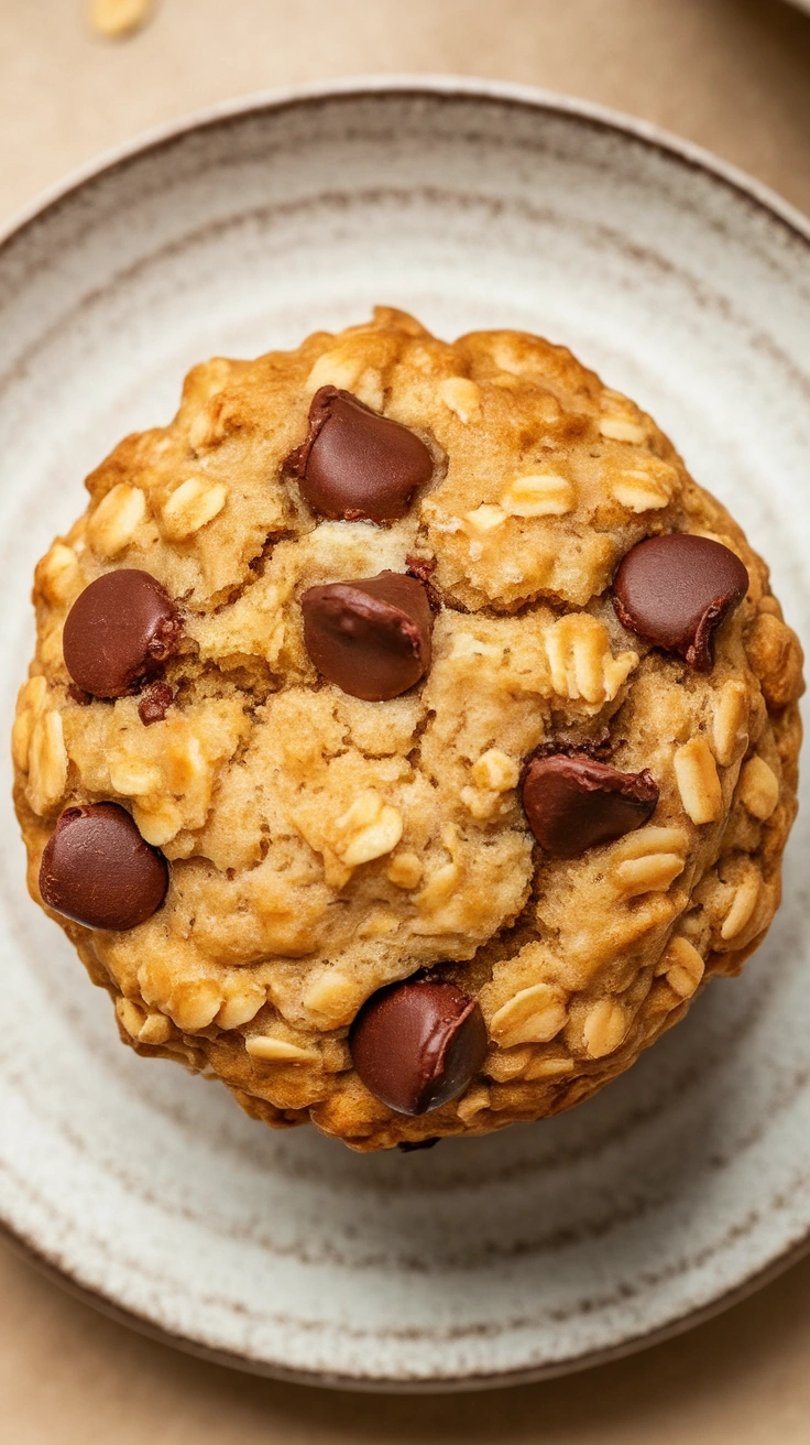 Vegan Banana Oatmeal Muffins with Chocolate Chips