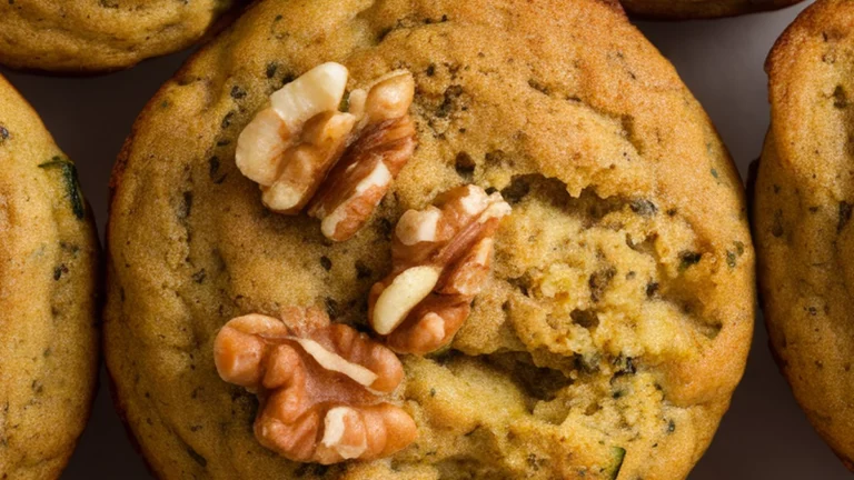Vegan Zucchini Muffins with Flax and Walnuts - Featured