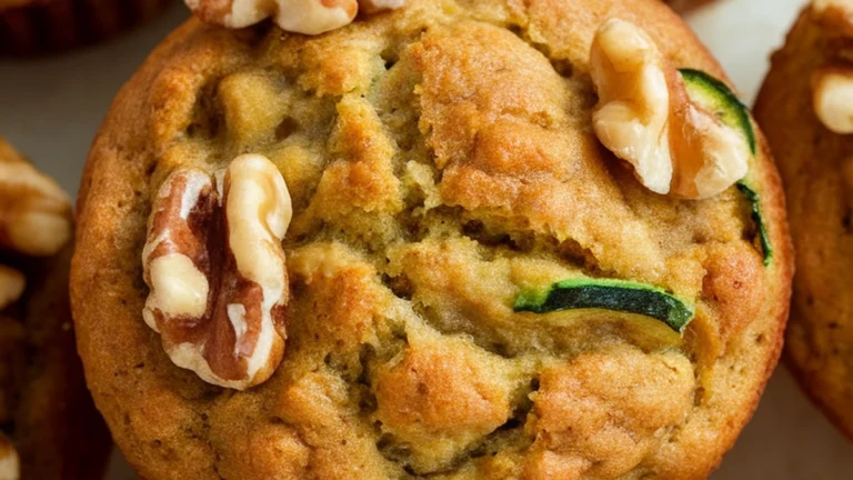 Vegan Zucchini Muffins with Flax and Walnuts - Featured