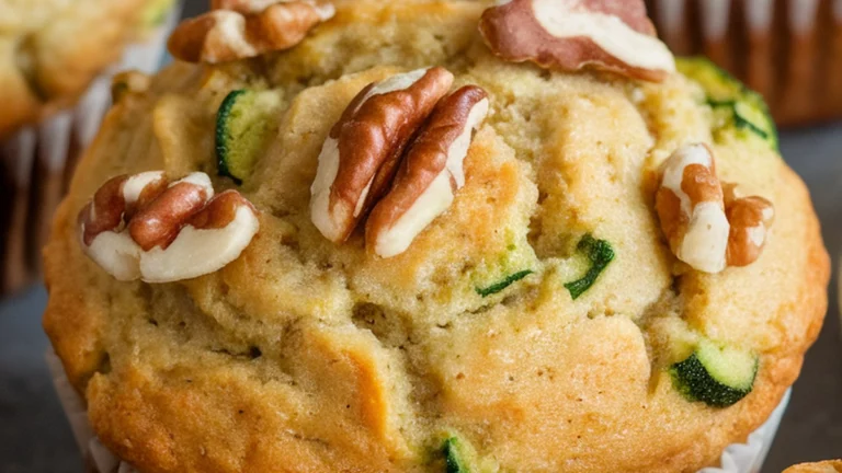 Vegan Zucchini Muffins with Flax and Walnuts - Featured