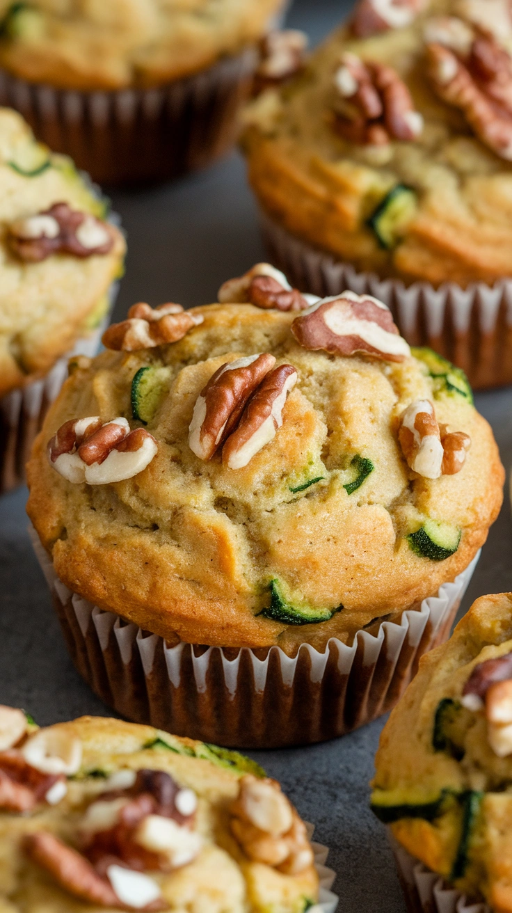 Vegan Zucchini Muffins with Flax and Walnuts