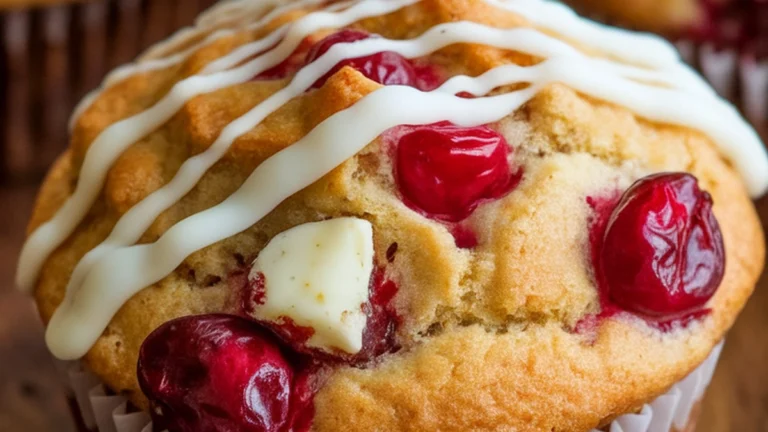 White Chocolate Cranberry Sourdough Discard Muffins - Featured