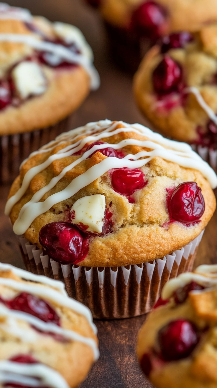 White Chocolate Cranberry Sourdough Discard Muffins