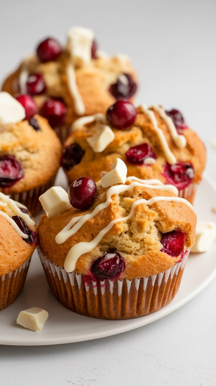 White Chocolate Cranberry Sourdough Discard Muffins