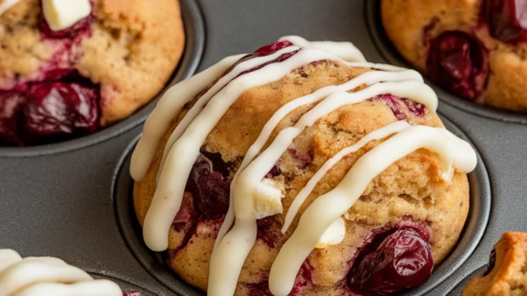 White Chocolate Cranberry Sourdough Discard Muffins - Featured